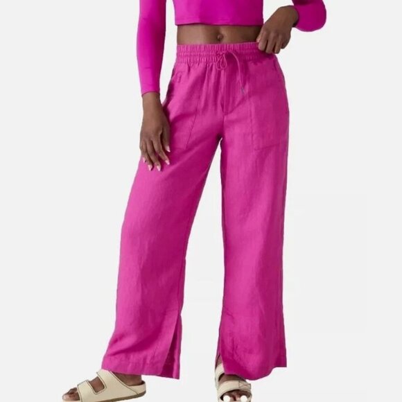 ATHLETA plus retreat linen mid rise wide leg pants (1X) - Picture 4 of 15